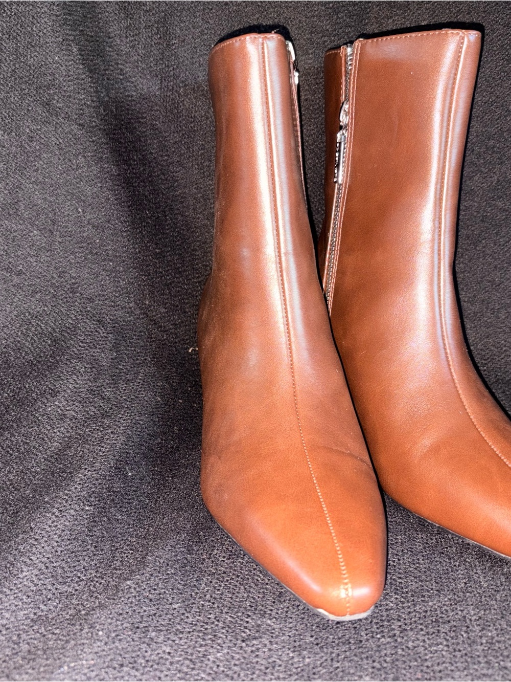 French Connection Cognac Pointed Toe Ankle Boots
